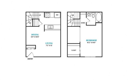 floor plan for the one bedroom apartment at The  Sophia