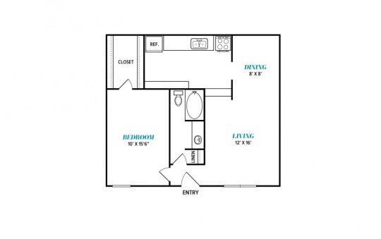 floor plan for the one bedroom apartment at The  Sophia