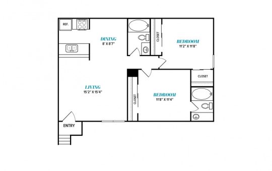 floor plan for the two bedroom apartment at The  Sophia